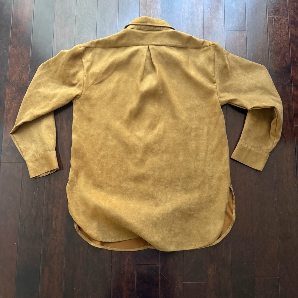 Banana Republic Factory Tan Button up Size S Long Sleeve Suede Shirt Jacket - Picture 7 of 8